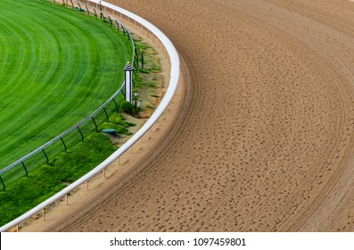 Horse Track After Morning Workouts With Hoof Prints