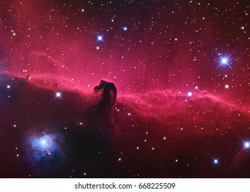 Horsehead Nebula or Barnard 33 one of the most beautiful dark nebula in the constellation Orion taken with CCD camera through medium focal length telescope