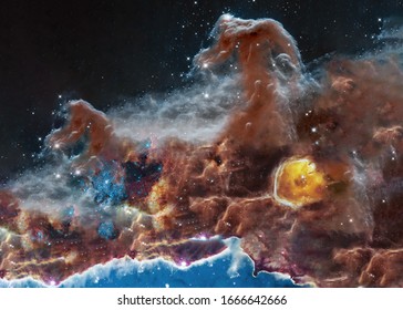 The Horsehead Nebula upper ridge illuminated by Sigma Orionis. Science astronomy concept wallpaper. Elements of this image were furnished by NASA, ESA