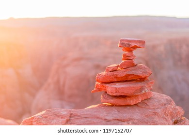 Horseshoe Bend, Arizona Rock Stacking at Sunset - Powered by Shutterstock