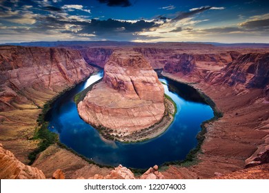 Horseshoe Bend, canyon and Colorado river at sunset. - Powered by Shutterstock