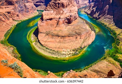 Horseshoe Bend Colorado River Top View Landscape