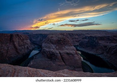 Horseshoe Bend sunset landscape. In the valley of the Grand Canyon the Colorado River - Powered by Shutterstock