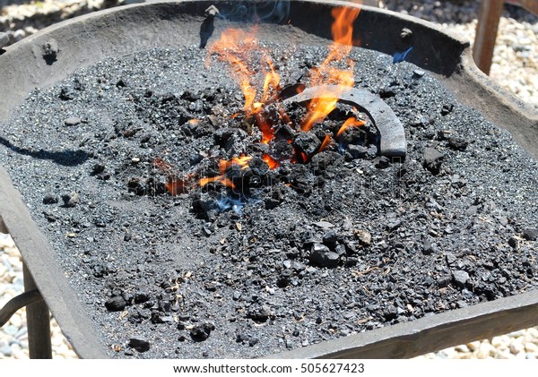 Horseshoe Burned Open Coal Fire Pit Royalty Free Stock Image