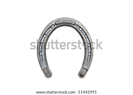 horseshoe closeup and isolated on pure white