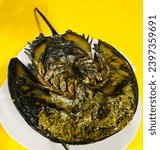 Horseshoe crabs are marine and brackish water arthropods of the family Limulidae and the only living members of the order Xiphosura. Mostly in Malaysia we are eating their egg.
