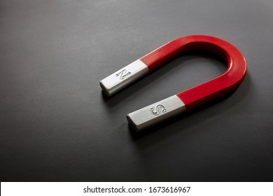 Horseshoe magnet isolated on black background