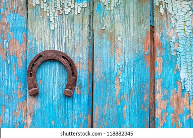 Horseshoe On Blue Background