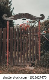 Horseshoe On A Wooden Backyard Door