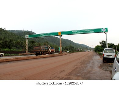 Hosapete, Karnataka - October 9, 2019: National Highway 50 Near Gunda Tree Park.