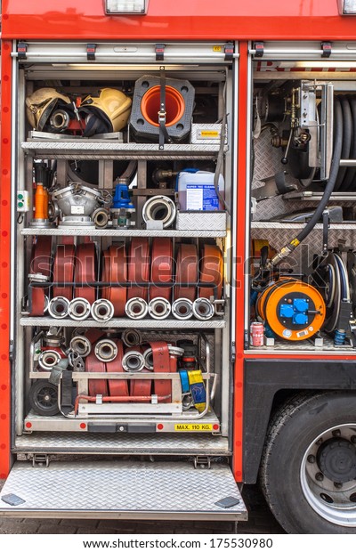 Hoses, Valves\
and other Inventory of a Fire\
Engine