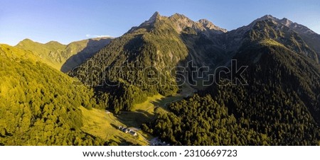 Hospice de France refuge and mountain forest, Freche valley, Luchon, Pyrenean mountain range, France