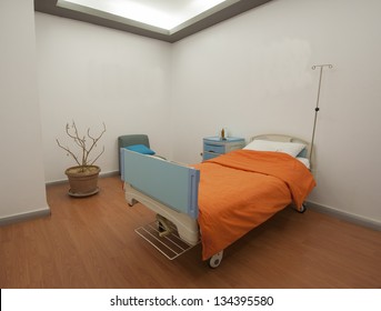 Hospital Bed In A Private Ward Ward With A Plant