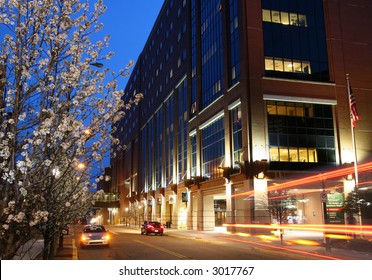 Hospital Building At Twilight.