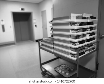 Hospital Cart Showing Meal Trays