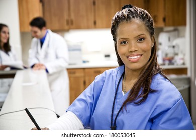 Hospital: Cheerful African American Female Nurse