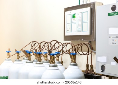 Hospital Control Room With Medical Oxygen Tank