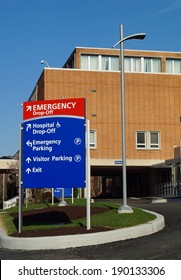 Hospital Emergency Department.  Sign Identifying The Hospital Emergency Department.