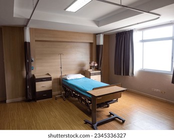 hospital indoor recovery room patient visit medical bed treatment equipment health care illness ward clinic sick illness modern empty furniture wellness nobody hygiene injury help medicine doctor  - Shutterstock ID 2345336327