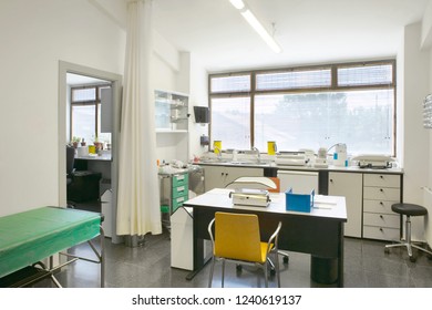 Hospital Medical Pediatric Examination Room. Pediatrician Healthcare Diagnosis. Interior