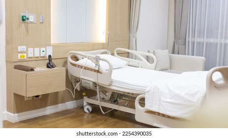 Hospital patient bed, Modern Adjustable Patient Bed in Hospital, Service point in a hospital. - Shutterstock ID 2254390035