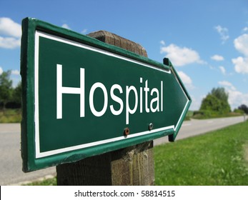HOSPITAL road sign