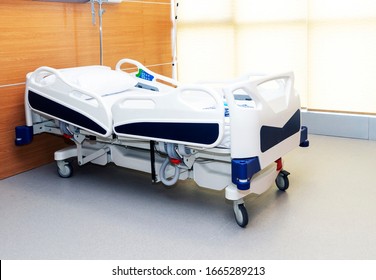 Hospital Room With Beds And Comfortable Medical Equipped In A Modern Hospital. Treatment Of Coronavirus, Pandemic, COVID-19