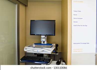 Hospital Room Medical Records Computer And Information Board