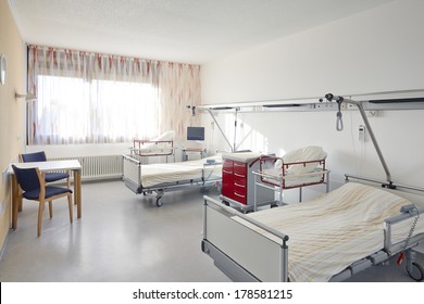 Hospital Room With Two Beds In Maternity Ward