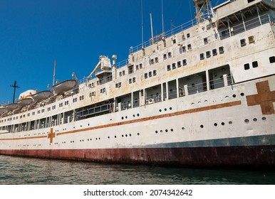 The hospital ship in sunny weather in Sevastopolskoy Bay