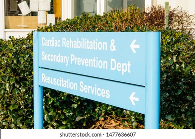 Hospital Sign For Cardiac Rehabilitation Department And Resuscitation Services