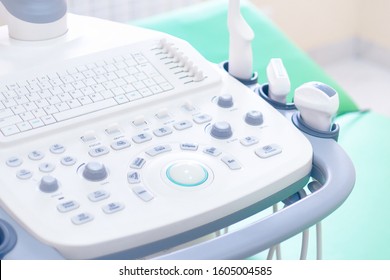 The Hospital. Ultrasound Sonogram Machine At A Medical Facility.