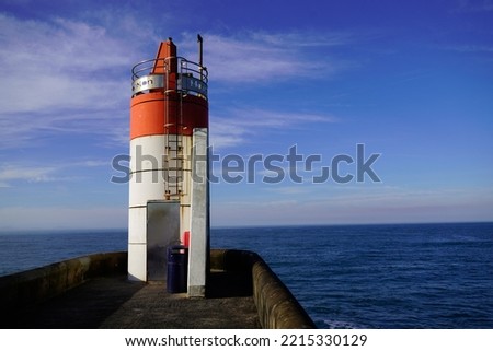 Hossegor capbreton red white lighthouse on southwest ocean atlantic french coast