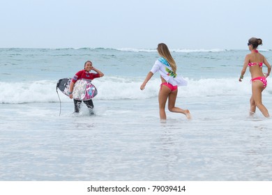 HOSSEGOR, FRANCE - JUNE 4: Fans Congratulate Sarah Mason After She Defeats Dimity Stoyle And Wins The ASP Women's Pro Junior Event Final June 4, 2011 In Hossegor, France.