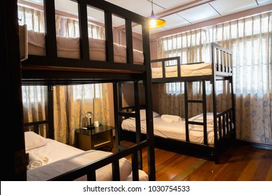 Hostel Interior - Bedroom. Double Bed. Interior