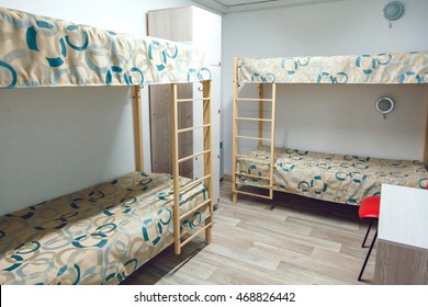 Hostel Interior - Bedroom. Double Bed. Interior