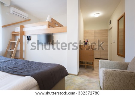 Hostel room interior 