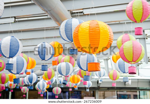 Hot Air Balloon Decoration On Ceiling Stock Image Download Now