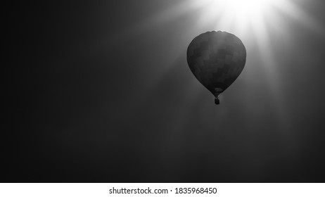 Hot Air Balloon Drifting Slowly Near The Sun