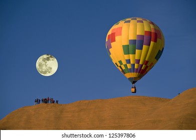 Hot Air balloon With Full Moon.