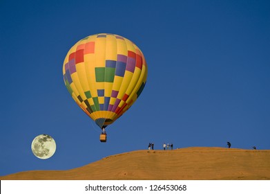 Hot Air Balloon With Full Moon.