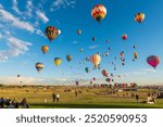 Hot Air Balloon Mass Ascension Colorful Rise at Albuquerque Balloon Fiesta Festival 