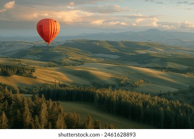 Hot air balloon over region country