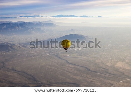 A hot air balloon over the Sonoran Desert in Arizona
