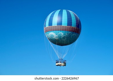   Hot air balloon up in the sky                             