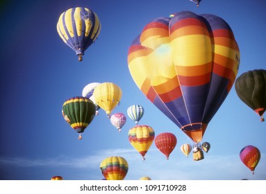 Hot Air Balloons Against Blue Sky, International Balloon Festival, Albuquerque, New Mexico
