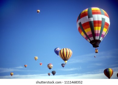 Hot Air Balloons Against Blue Sky, International Balloon Festival, Albuquerque, New Mexico