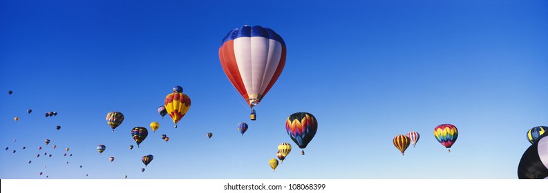 Hot Air Balloons In Air At Albuquerque Int'l Balloon Festival