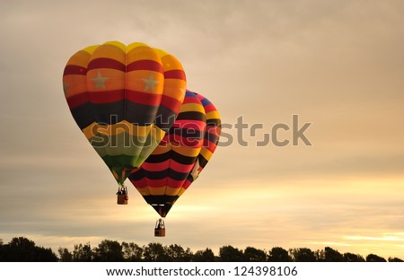 Hot air balloons flying during festival at Levin, New Zealand