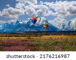 Hot Air Balloons Over Cunningham Ranch Grand Tetons